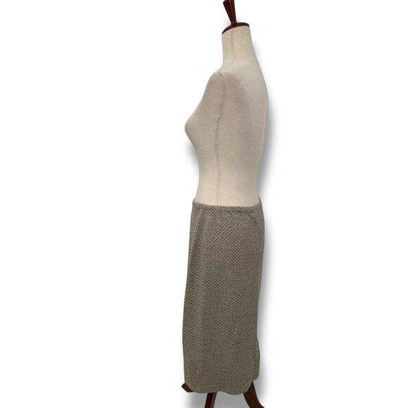 St. John Collection Pencil Skirt Size 10 Tan Blue Tweed Knit Pull On Stretch EUC - Picture 4 of 7